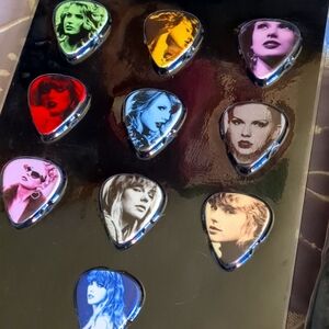 Official Taylor Swift Bundle 10 Eras Guitar Picks + Rain Poncho + Eras stars NWT